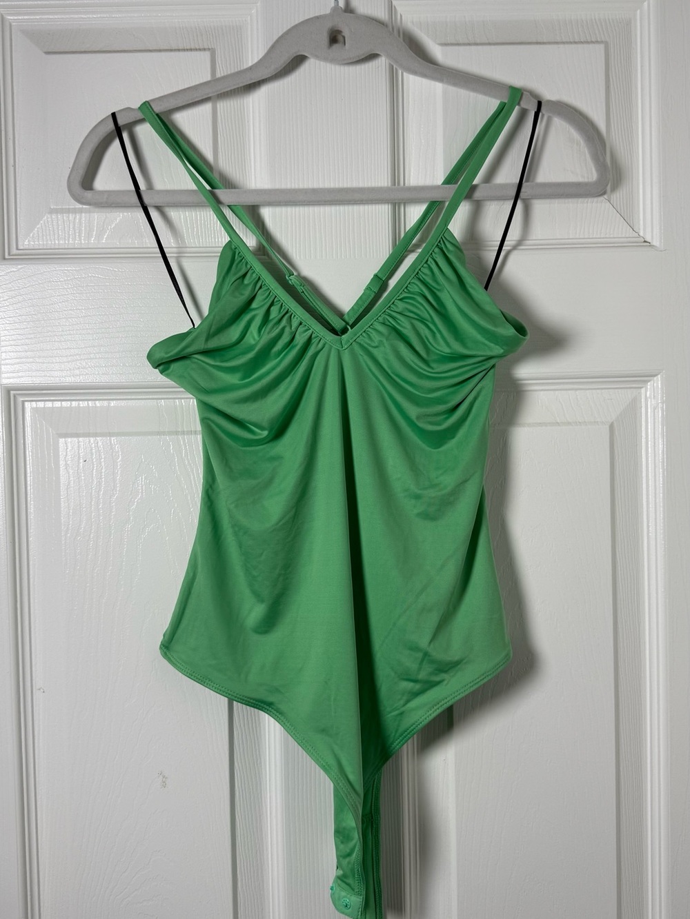 H&M Light Green V-Neck Double-Strap Bodysuit